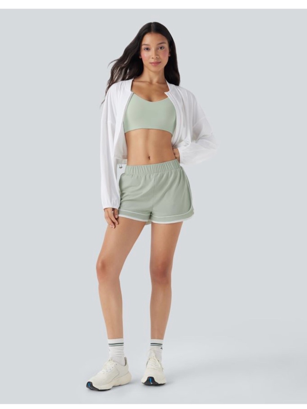 HALARA Sage Green Athletic Shorts with White Trim NWT